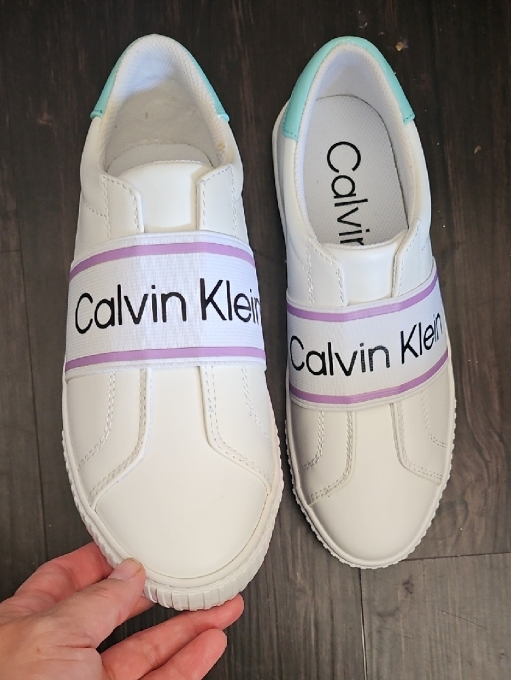 Calvin Klein White Sneakers with Purple Accent